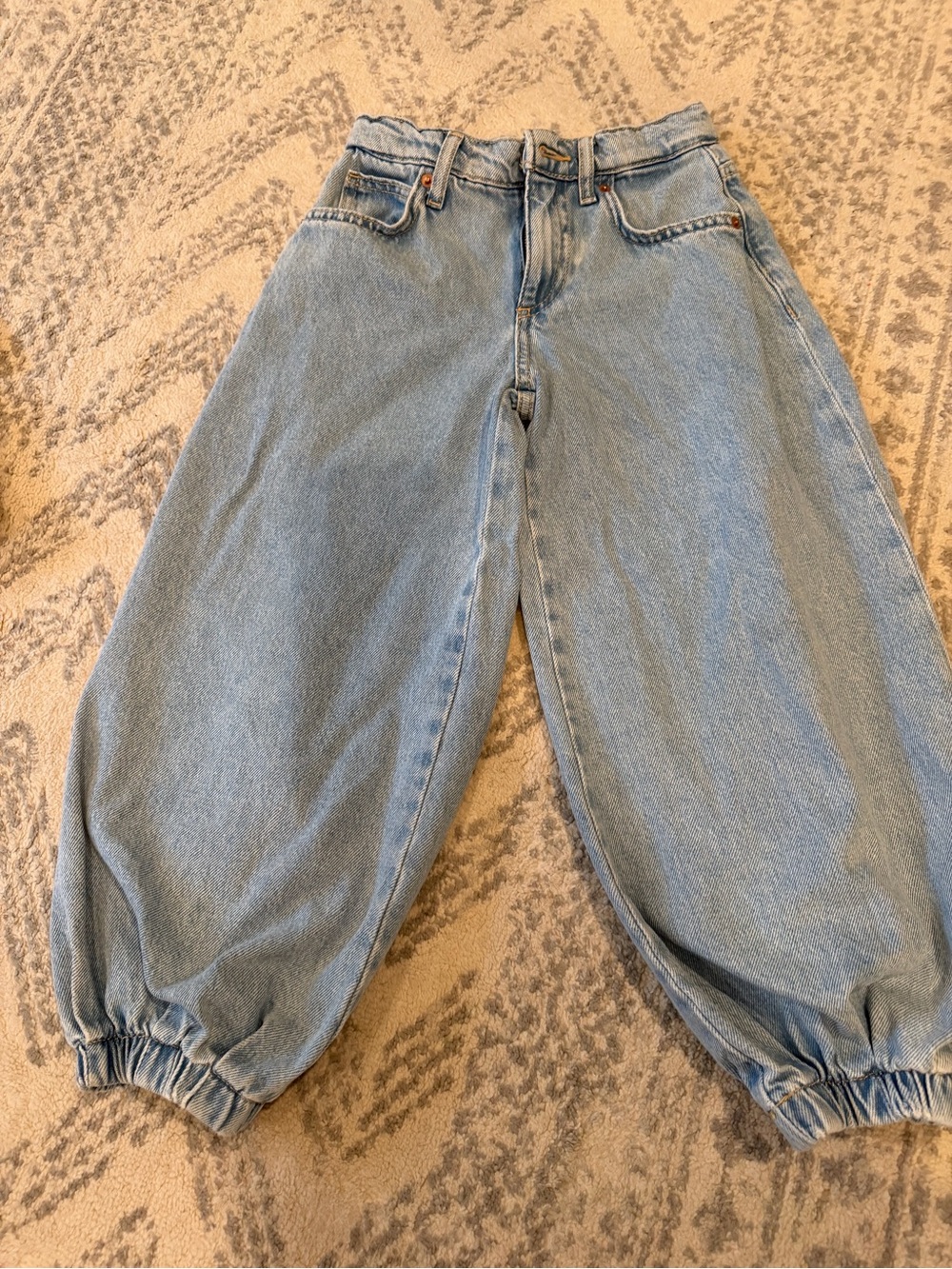 Light Blue Balloon Jeans with Elastic Cuffs